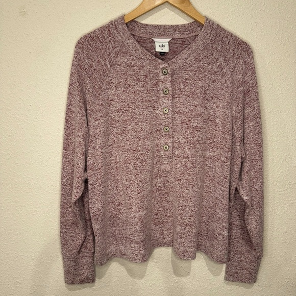 CAbi Long Sleeve Henley Top Burgundy Heather #4200 Soft Comfy Tee Women’s Size M - Picture 1 of 11